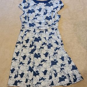Petite jean and lace pattern dress